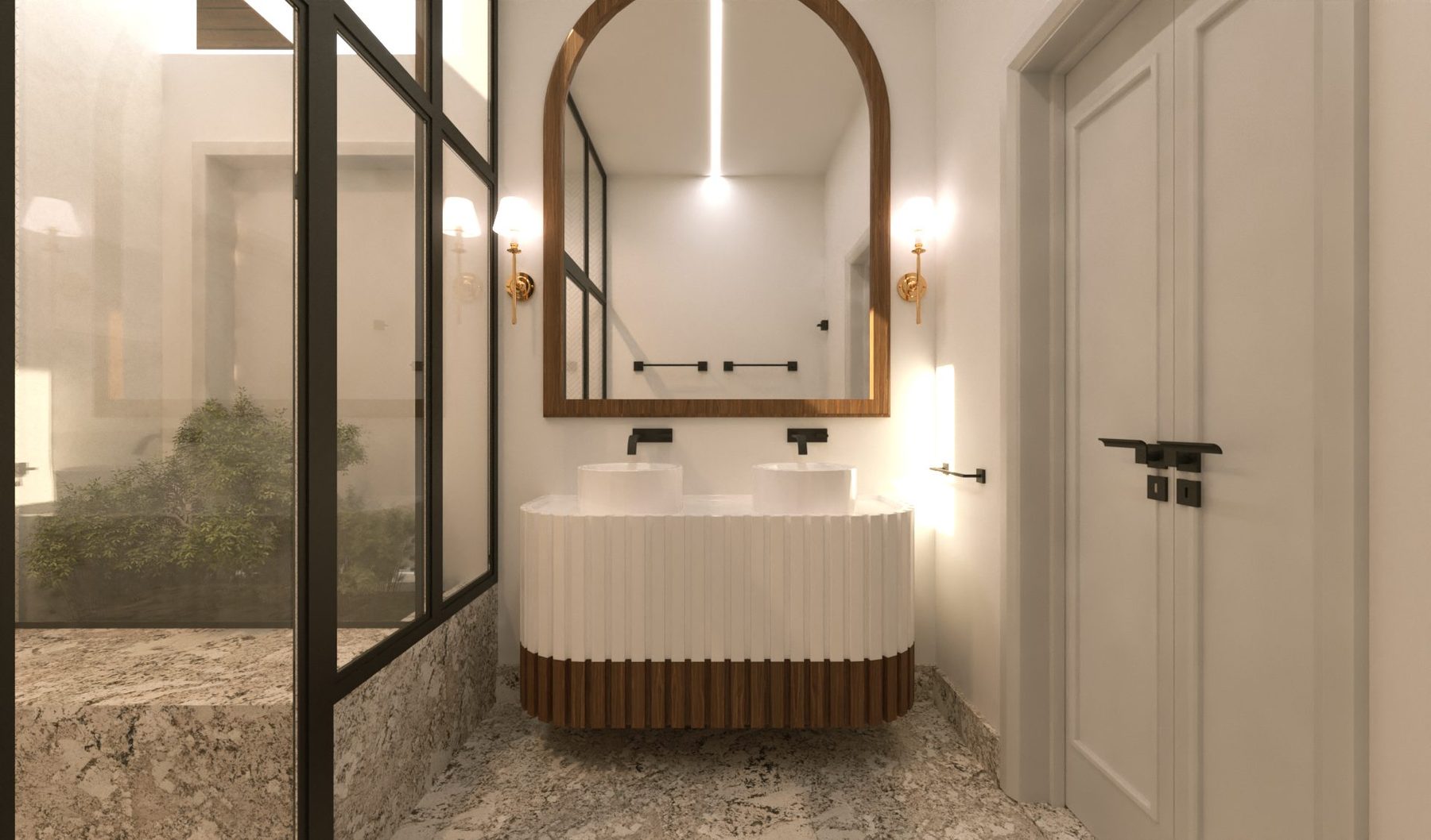 O lavabo · o espelho em arco