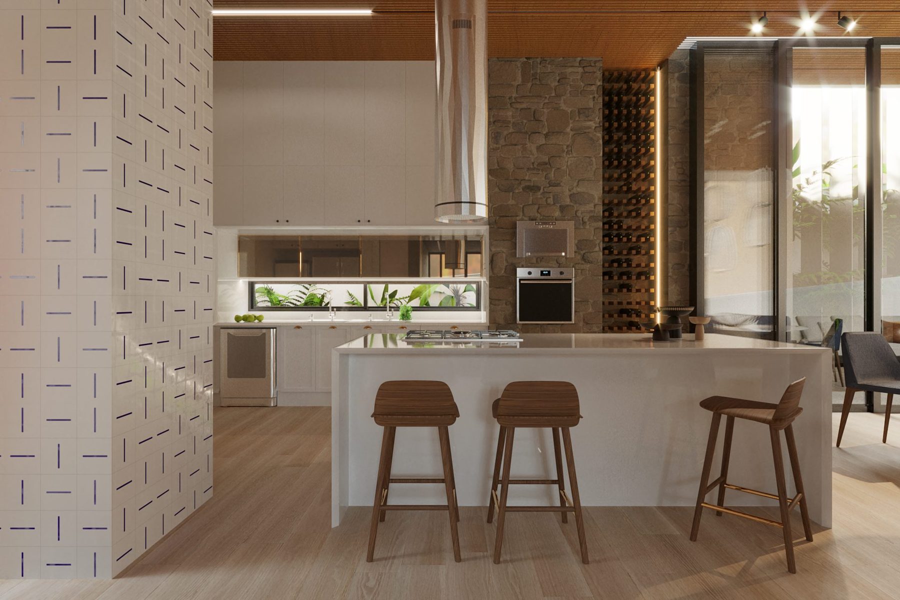 A cozinha · a ilha de apoio