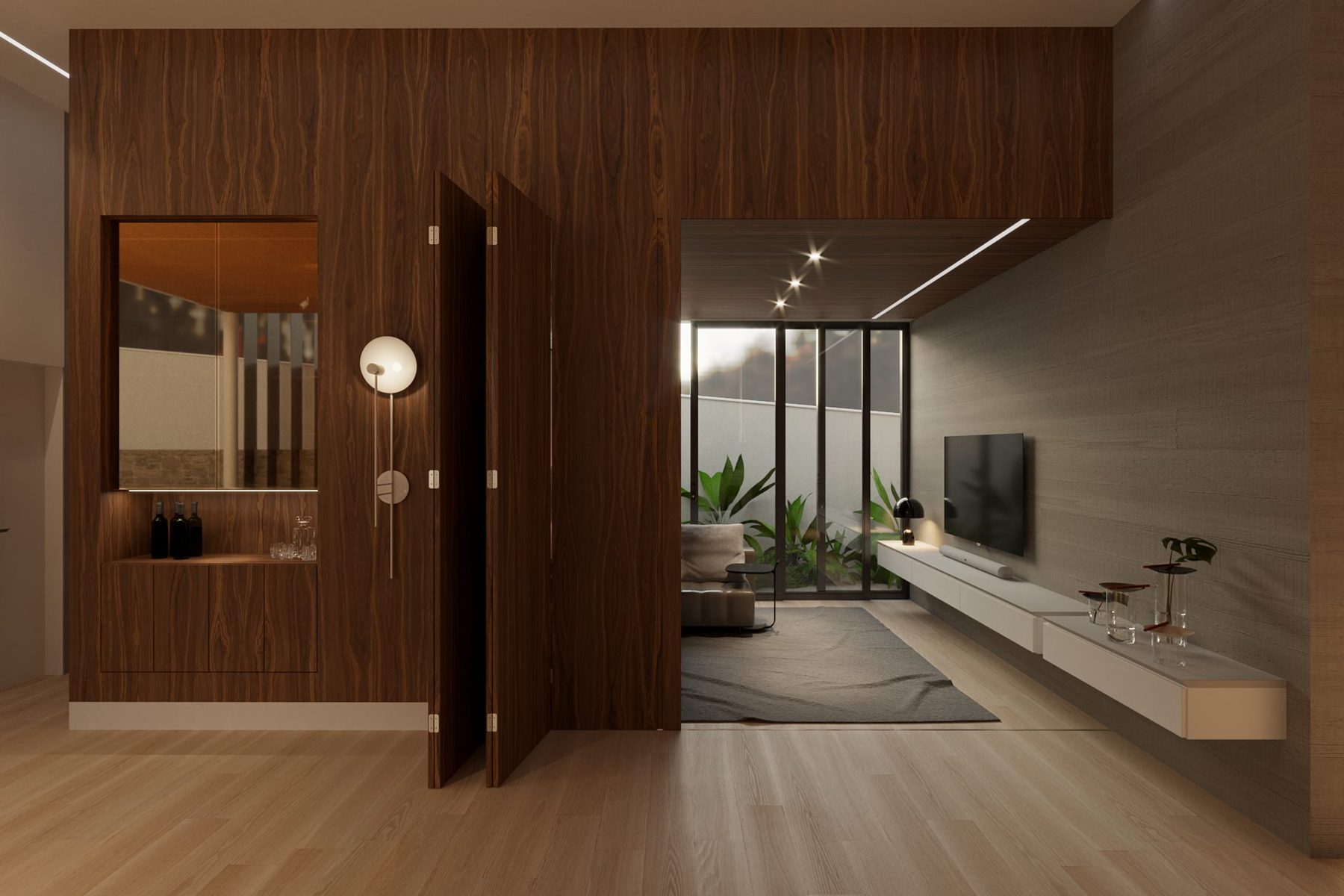A sala de TV · as portas de madeira