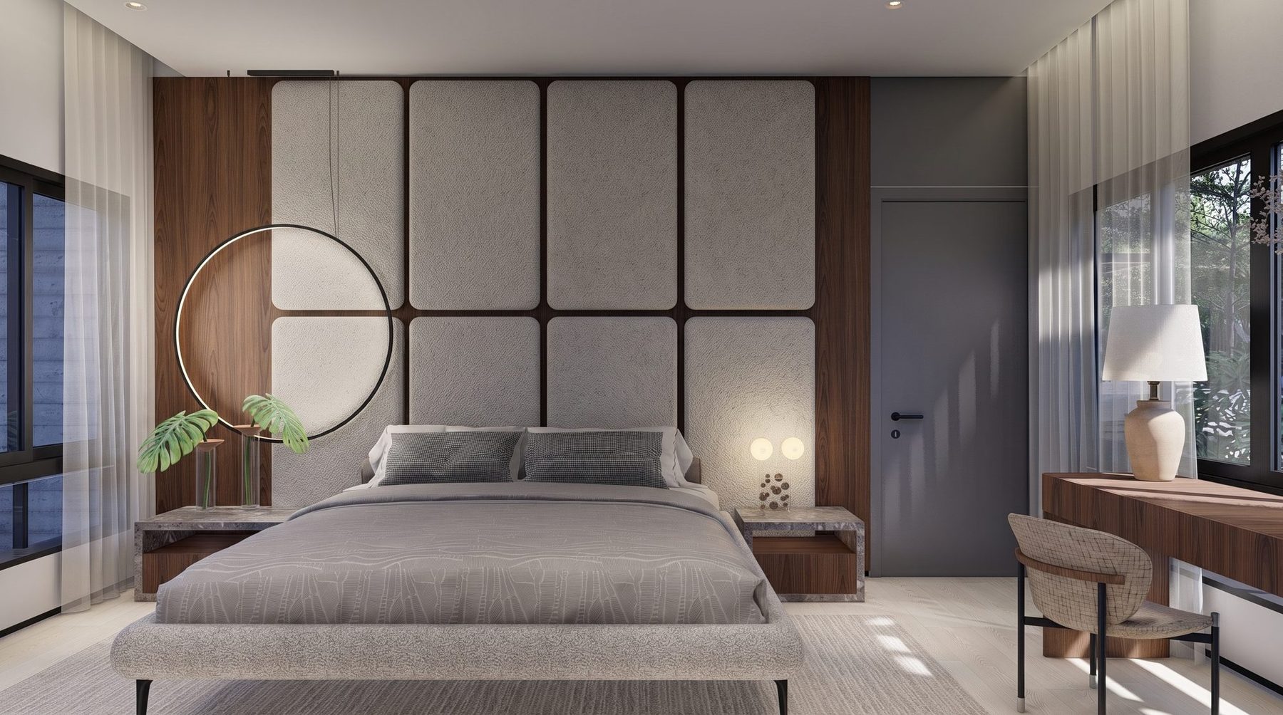 O quarto · o painel de cabeceira
